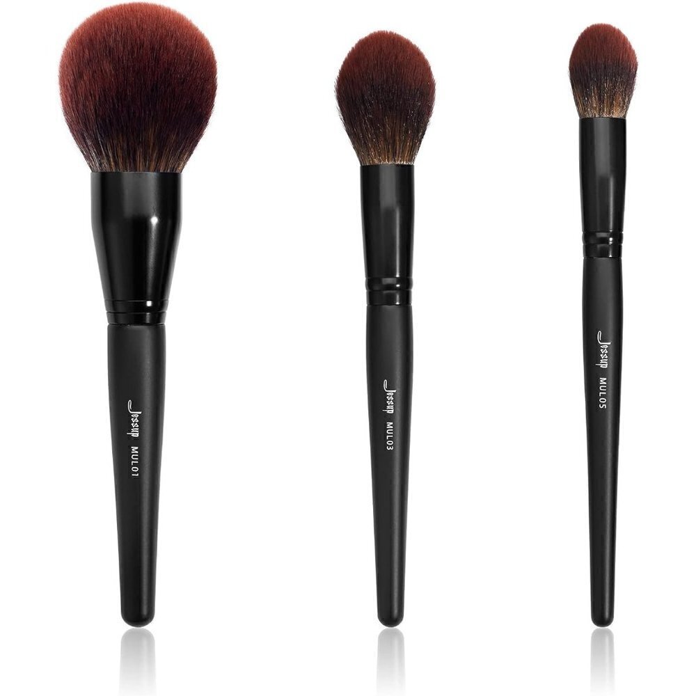 Jessup Large  Face Makeup Brushes 3pcs, Premium Synthetic Phantom Black T274